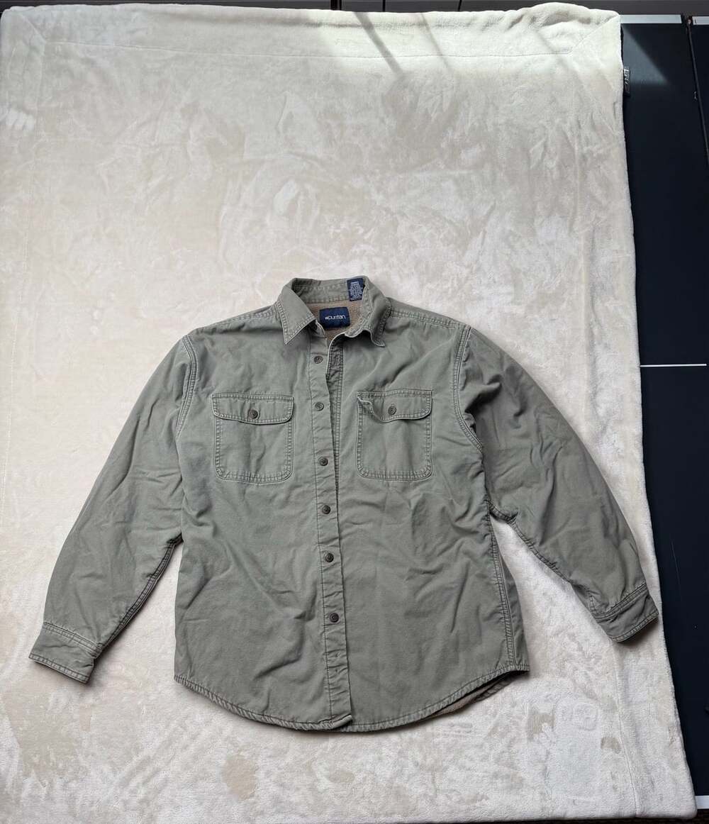 Puritan Fleece Lined Button Up Shirt Jacket Size M(38/40) Olive Green
